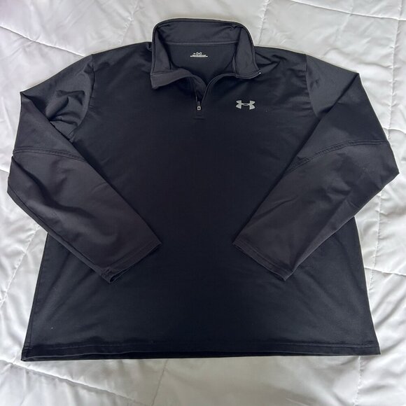 Under Armour Mens Large L Black Quarter Zip 1/4 Pullover Long Sleeve Athletic - Picture 1 of 6